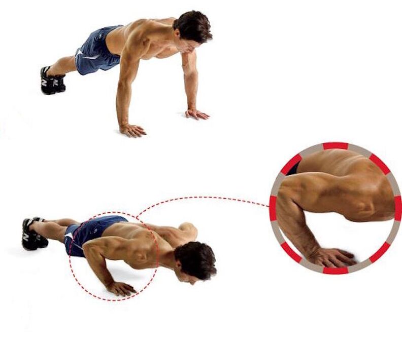 Push-ups from the floor promote strong muscles in the arms and chest. 